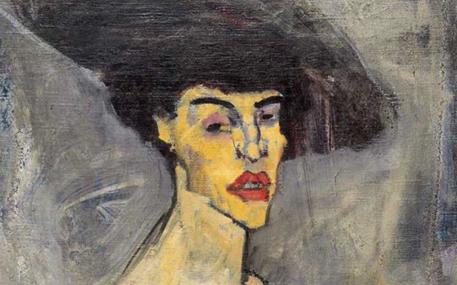 Amadeo Modigliani, « Nu avec un chapeau », 1908, huile sur toile. (Crédit : Hecht Museum, University of Haifa, Photo : Shai Levy)