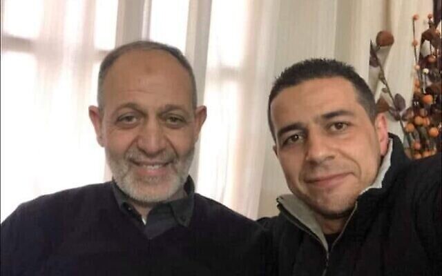 Le chef du Jihad islamique palestinien en Cisjordanie, Bassem Saadi, à gauche, et son gendre Ashraf al-Jada, sur une photo non datée. (Crédit : Réseaux sociaux)