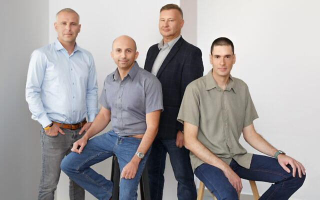 Les fondateurs de Caaresys, de droite à gauche : Alex Arshavski, Konstantin Berezin, Vadim Kotlar et Ilya Sloushch. (Crédit : Smadar Kafri)