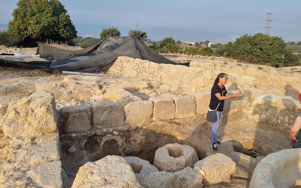 Dr Einat Ambar-Armon, de l'Autorité des Antiquités d'Israël, parle du site d'Usha. (Crédit : Shmuel Bar-Am)