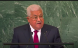 Mahmoud Abbas s'exprime devant la 77e assemblée générale des Nations unies (Crédit : capture d'écran YouTube)