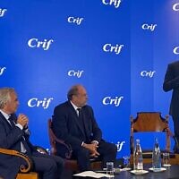 Le ministre Eric Dupond-Moretti invité des Amis du CRIF, le mardi 20 septembre 2022. (Crédit : Twitter @Le_CRIF)