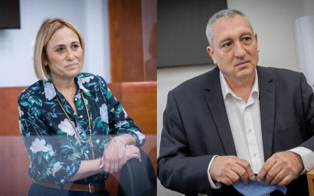 Hadas Klein et Nir Hefetz apparaissent séparément devant la Cour de district de Jérusalem pour témoigner dans le procès pour corruption de Benjamin Netanyahu. (Crédit : 'Flash90)