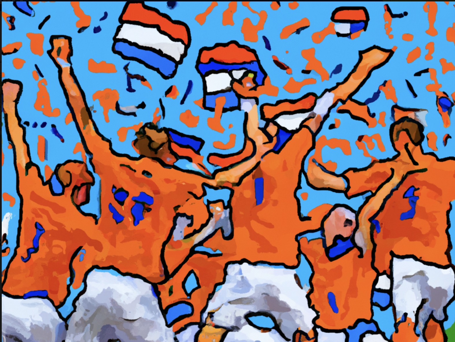Une image générée par DALL-E, un modèle d'apprentissage profond développé par OpenAI, à l'invite : "L'équipe néerlandaise de football remporte la Coupe du monde dans le style de Van Gogh », en décembre 2022. (Crédit : Image générée avec l'aide de DALL-E)
