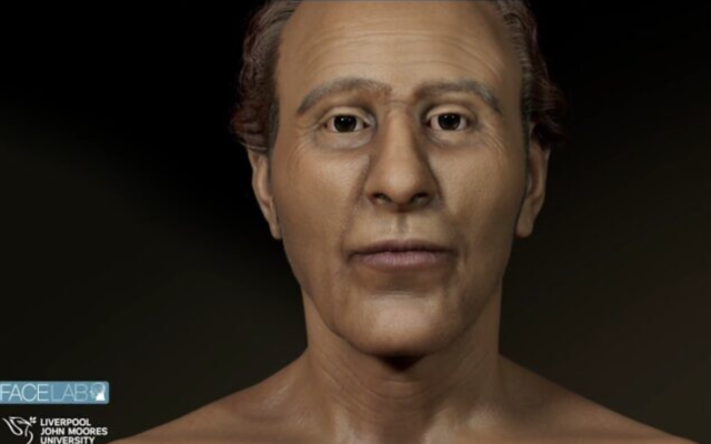 Le pharaon Ramsès II tel qu'il apparaît dans un processus de reconstruction documenté par le Face Lab de la Liverpool John Moores University. (Crédit : Youtube via une vidéo du Face Lab LJMU)