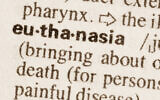 Définition du dictionnaire du terme Euthanasie. (Crédit : iStock)