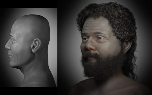 Reconstruction 3D d'un visage masculin, à partir d'un crâne plâtré vieux de 9 000 ans déterré dans la ville de Jéricho, en Cisjordanie, en 1953, publiée en décembre 2022. (Crédit : Cicero Moraes/Thiago Beaini/Moacir Santos)
