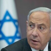 Le Premier ministre Benjamin Netanyahu dirige une réunion du cabinet au bureau du Premier ministre de Jérusalem, le 29 janvier 2023. (Crédit : Yonatan Sindel/Flash90)