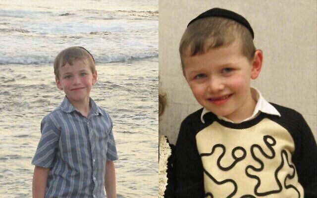 Yaakov Yisrael Fali, 6 ans, à droite, et Asher Menahem Fali, 8 ans, tués dans une attaque terroriste mortelle à la voiture-bélier, à Ramot, un quartier de Jérusalem, le 10 février 2023. (Crédit : Twitter)