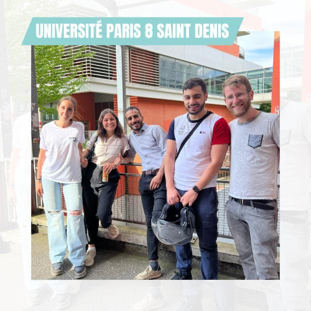 Des jeunes franco-israéliens de l'association Diploact font le tour des campus français pour sensibiliser les jeunes sur le conflit israélo-palestinien.
(Crédit : Laura Benhammou, DiploAct France)