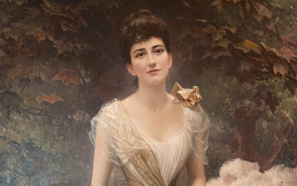 Détail d'un portrait de Rachel Sassoon Beer réalisé en 1887 par Henry Jones Thaddeus. (Crédit : Collection privée. Londres/ Anciennement dans la collection Siegfried Sassoon)