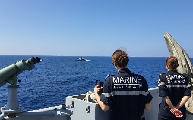 La Marine nationale française participe à un exercice international en mer Méditerranée mené par la marine israélienne, fin mars 2023. (Crédit : Ambassade de France en Israël)