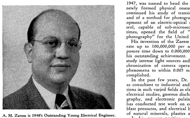 Un article sur Abraham Zarem dans le numéro de janvier 1949 de "Engineering and Science Monthly", un magazine destiné aux anciens élèves de l'Institut de technologie de Californie. (Crédit : JTA)