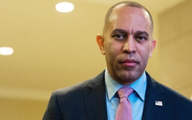 UNITED STATES - MARCH 30: House Minority Leader Hakeem Jeffries, D-N.Y., arrives for his weekly news conference in the Capitol Visitor Center on Thursday, March 30, 2023. (Tom Williams/CQ Roll Call)