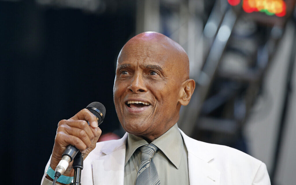 Le chanteur et activiste Harry Belafonte pendant un concert en hommage à l'icône folk et activiste des droits civiques Pete Seeger à New York, le 20 juin 2014. (Crédit :  AP Photo/Kathy Willens, file)
