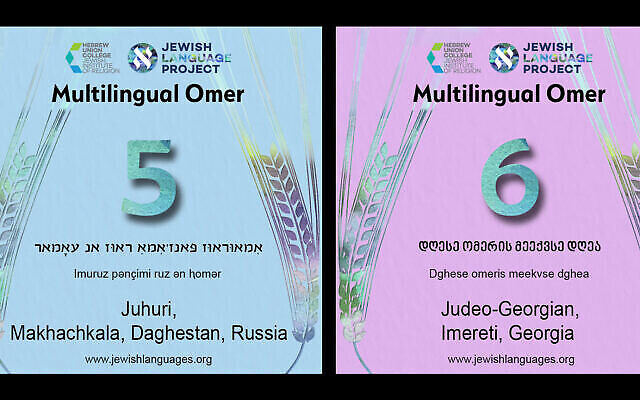 Le compteur multilingue Omer du HUC-JIR Jewish Language Project met en évidence la diversité linguistique juive en présentant chacun des 49 jours dans une langue ou un dialecte différent. (Crédit : HUC-JIR via la JTA)