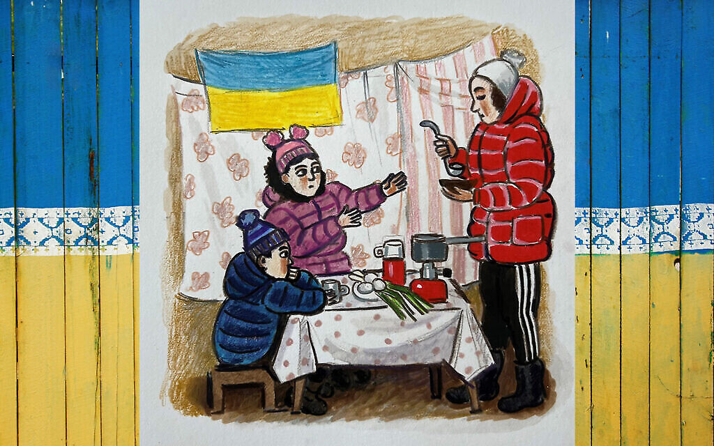 Zoya Cherkassky-Nnadi a fourni les illustrations de « Pour notre liberté », la toute première version ukrainienne de la Hagaddah de Pessah. (Crédit : Projet Kesher via la JTA)