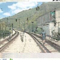Vue d'artiste d’un projet de piste cyclable le long des voies ferrées abandonnées entre Jérusalem et Beit Shemesh. (Crédit : Conseil Régional de Mateh Yehuda/Autorité Foncière d'Israël)