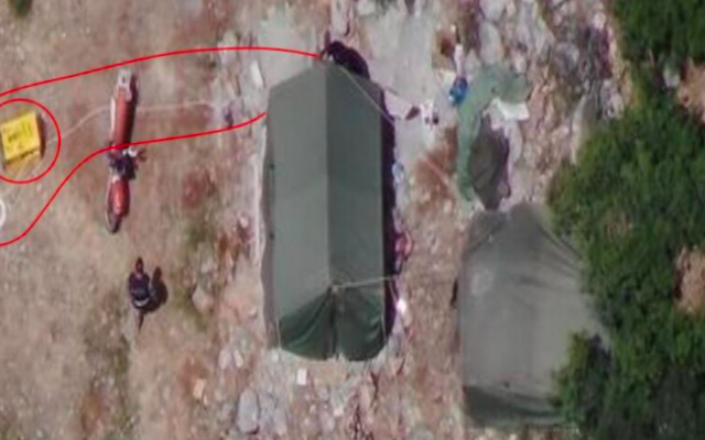 Une photo aérienne des tentes du Hezbollah en territoire israélien, en juin 2023. (Autorisation)