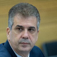Le ministre des Affaires étrangères Eli Cohen assistant à une audience de la commission de la Knesset, le 12 juin 2023. (Crédit : Yonatan Sindel/Flash90)