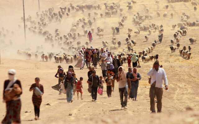 Une communauté yazidie. (Crédit : Rodi Said/Reuters)