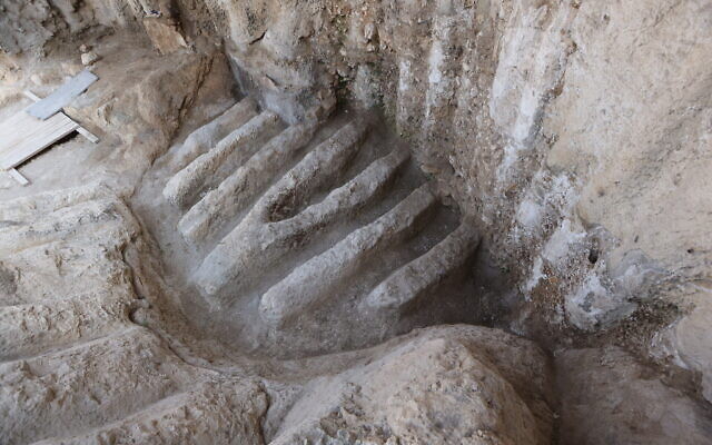 Les canaux nord découverts dans la Cité de David à Jérusalem, en août 2023. (Crédit :  Eliyahu Yanai/City of David)