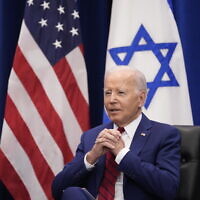 Le Président américain Joe Biden rencontre le Premier ministre israélien Benjamin Netanyahu à New York, le 20 septembre 2023. (Crédit : Susan Walsh/AP)