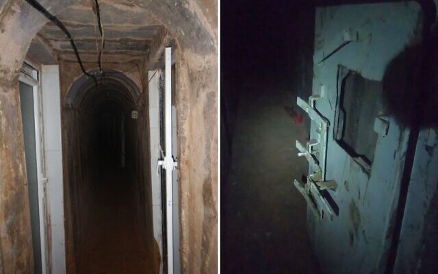 L'intérieur d'un tunnel du Hamas découvert sous l'hôpital al-Shifa de Gaza, sur une photo publiée  le 21 novembre 2023. (Crédit : Armée israélienne)