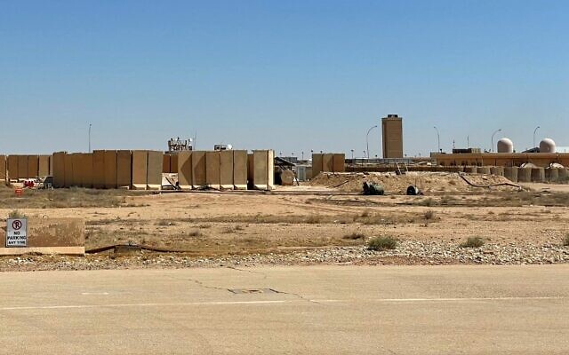 La base aérienne d'Ain al-Assad qui accueille les forces américaines en Irak, le 8 juillet 2023. (Crédit : Ayman HENNA / AFP)