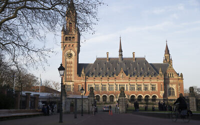 Une vue extérieure du Palais de la Paix, qui abrite la Cour internationale de justice, ou Cour mondiale, à La Haye, aux Pays-Bas, le 18 février 2019. (Crédit : Peter Dejong/AP)