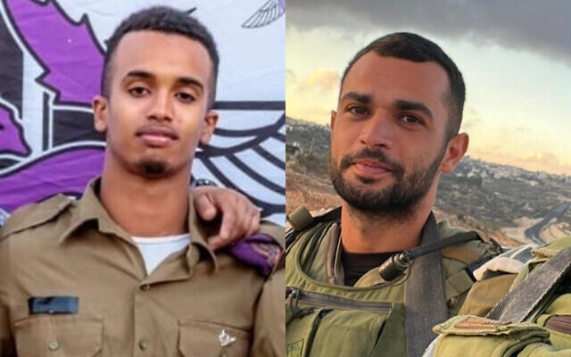 Le sergent-chef Oriya Ayimalk Goshen (à gauche) et le sergent-chef (res.) Anwar Serhan (à droite), tués le 17 janvier 2024. (Crédit : armée israélienne)