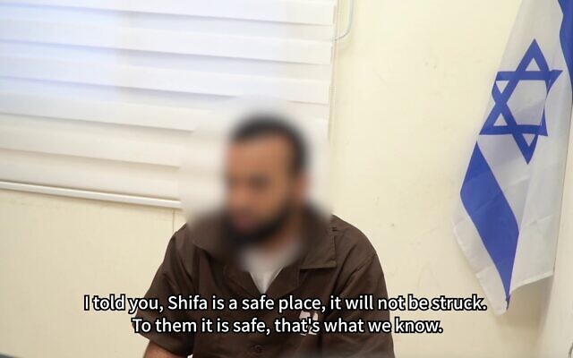 Un terroriste du Hamas expliquant comment l'hôpital al-Shifa de Gaza City est utilisé par le Hamas comme site terroriste, sur une capture d'écran d'une vidéo diffusée le 28 octobre 2023. (Crédit : Armée israélienne)