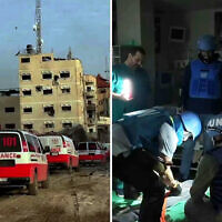 Capture d'écran d'une vidéo d'une mission de l'OMS visant à évacuer des patients de l'hôpital Nasser dans la bande de Gaza, le 19 février 2024. (Crédit : X ; utilisé conformément à l'article 27a de la loi sur le droit d'auteur)