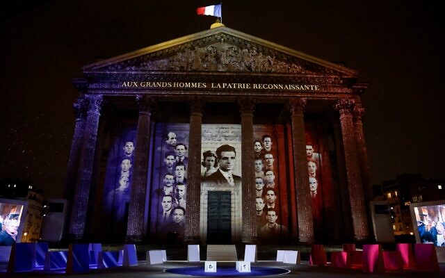 Photo du Panthéon lors de la cérémonie d'entrée de Missak et Melinee Manouchian au Panthéon, à Paris, le 21 février 2024. (Crédit : Ludovic MARIN / AFP)