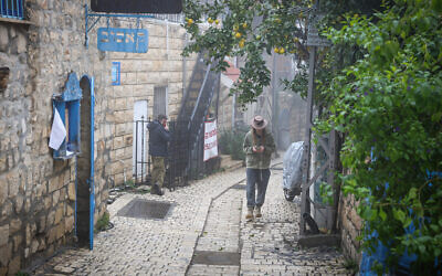La Vieille Ville de Safed, dans le nord d’Israël, le 4 février 2024. (Crédit : David Cohen/Flash90)