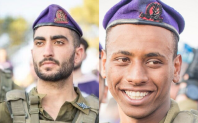 A droite : Le sergent-chef Ido Eli Zrihen, 20 ans, de Jérusalem ; A gauche ; Nerya Belete, 21 ans, originaire de Shavei Shomron, tués sur le front dans le sud de Gaza, le 24 février 2024. (Crédit : Armée israélienne)