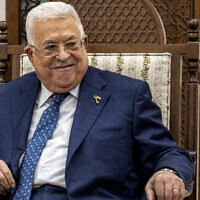 Le président de l'Autorité palestinienne Mahmoud Abbas, à Ramallah le 5 février 2024. (Crédit : Nasser Nasser/POOL/AFP)