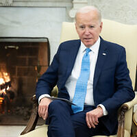 Le président américain Joe Biden lors d'une réunion avec la Première ministre italienne Giorgia Meloni à la Maison Blanche, à Washington, le 1er mars 2024. (Crédit : Saul Loeb/AFP)
