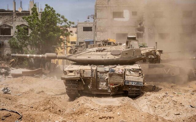 Un tank de Tsahal opérant à Gaza dans une photo publiée par l'armée le 31 mai 2024. (Crédit : Armée israélienne)
