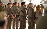 Les membres d'une nouvelle unité de anti-terroriste, LOTAR-Otef, assistant à une cérémonie marquant sa formation, dans le sud d'Israël, le 3 juin 2024. (Crédit : Armée israélienne)