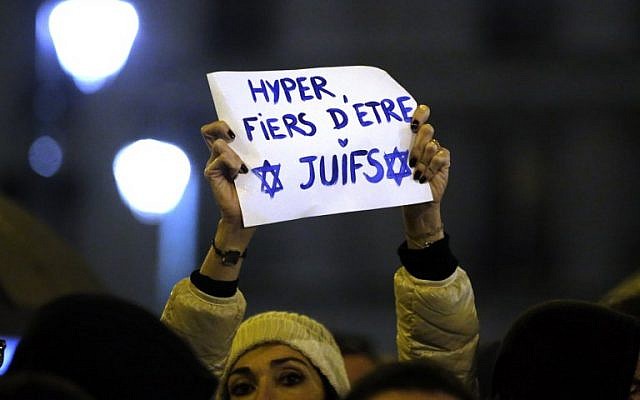 Rassemblement pour les victimes juives de Vincennes - 10 janvier 2015 (Crédit : AFP)