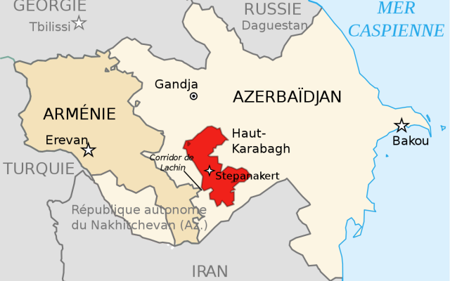 Carte de l'Azerbaïdjan avec le Haut-Karabakh - CC BY-SA 3.0