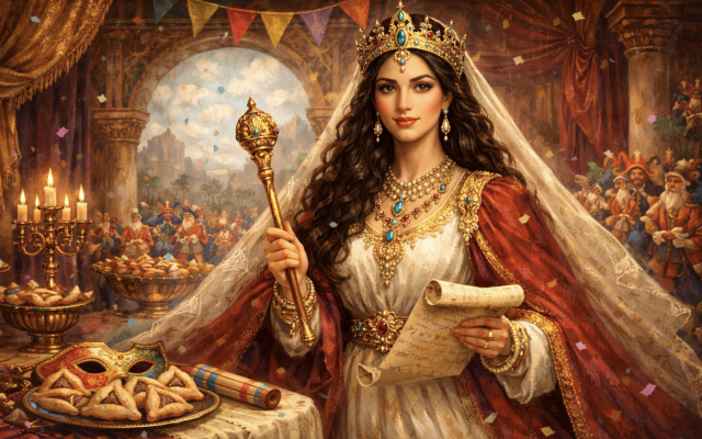 La reine Esther pour la fête de Pourim (Crédit : ChatGPT)