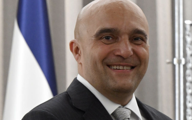 Frédéric Journès, le 19 septembre 2023 à la résidence présidentielle à Jérusalem. (Crédit : Haim Zach/GPO)