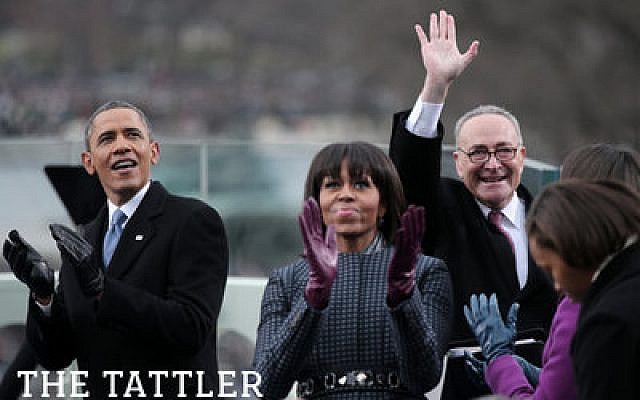 President Barack Obama, First Lady Michelle Obama, and U.S. Sen. Charles Schumer during the presidential inauguration on the West Front of the U.S. Capitol, Jan. 21. (Win McNamee/Getty Images)