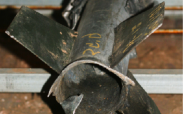 A Qassam rocket in Sderot. (Credit: Wikimedia Commons)