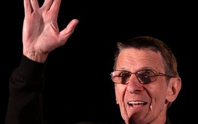 Leonard Nimoy, at the 2011 Phoenix Comicon in Phoenix, Az., gives his Vulcan hand gesture from "Star Trek" — a gesture he said was modeled after the Jewish kohanim. (Gage Skidmore photo)