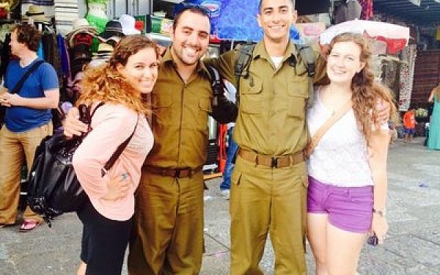 Daniel Cohen, second from left, a lone soldier from Pittsburgh in the IDF. (Photo provided)