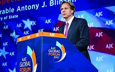 Deputy Secretary of State Antony J. Blinken delivers remarks to the American Jewish Committee Global Forum. (Photo by Ron Sachs)