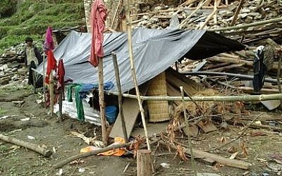 The April earthquake in Nepal has forced families into tent living. (Photo provided by Zur Goldblum)